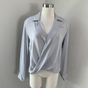 L'AGENCE Light Gray Wrap Blouse